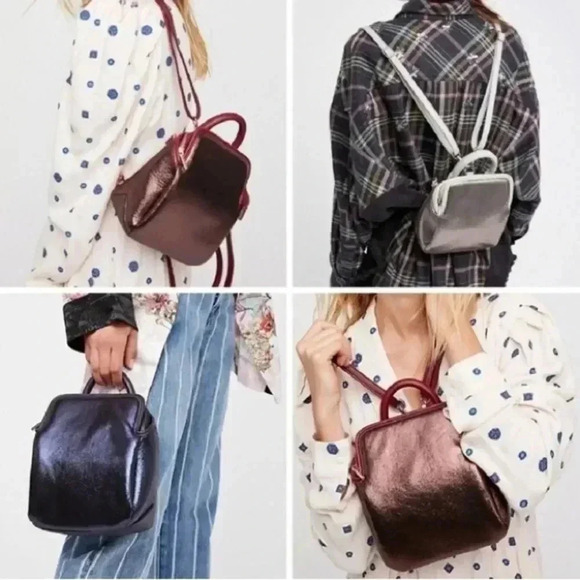 Free People Moonlight Mini Convertible Backpack Navy Metallic - Picture 1 of 9